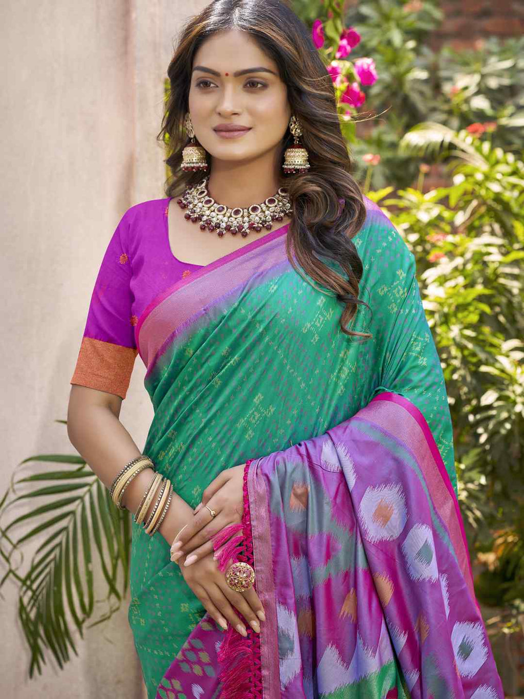 Royal Red Grey Pochampalli Soft Silk Saree