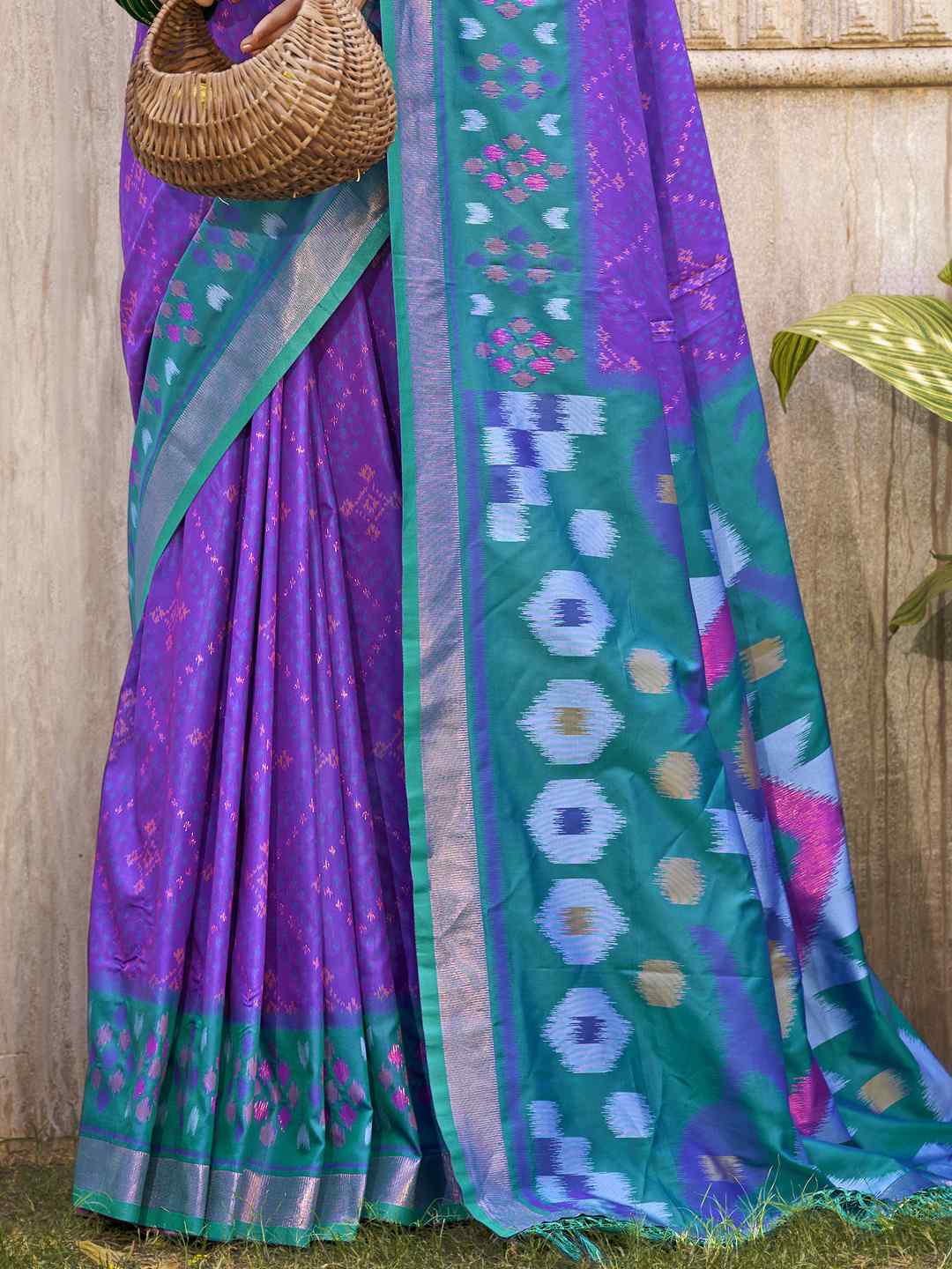 Royal Red Grey Pochampalli Soft Silk Saree