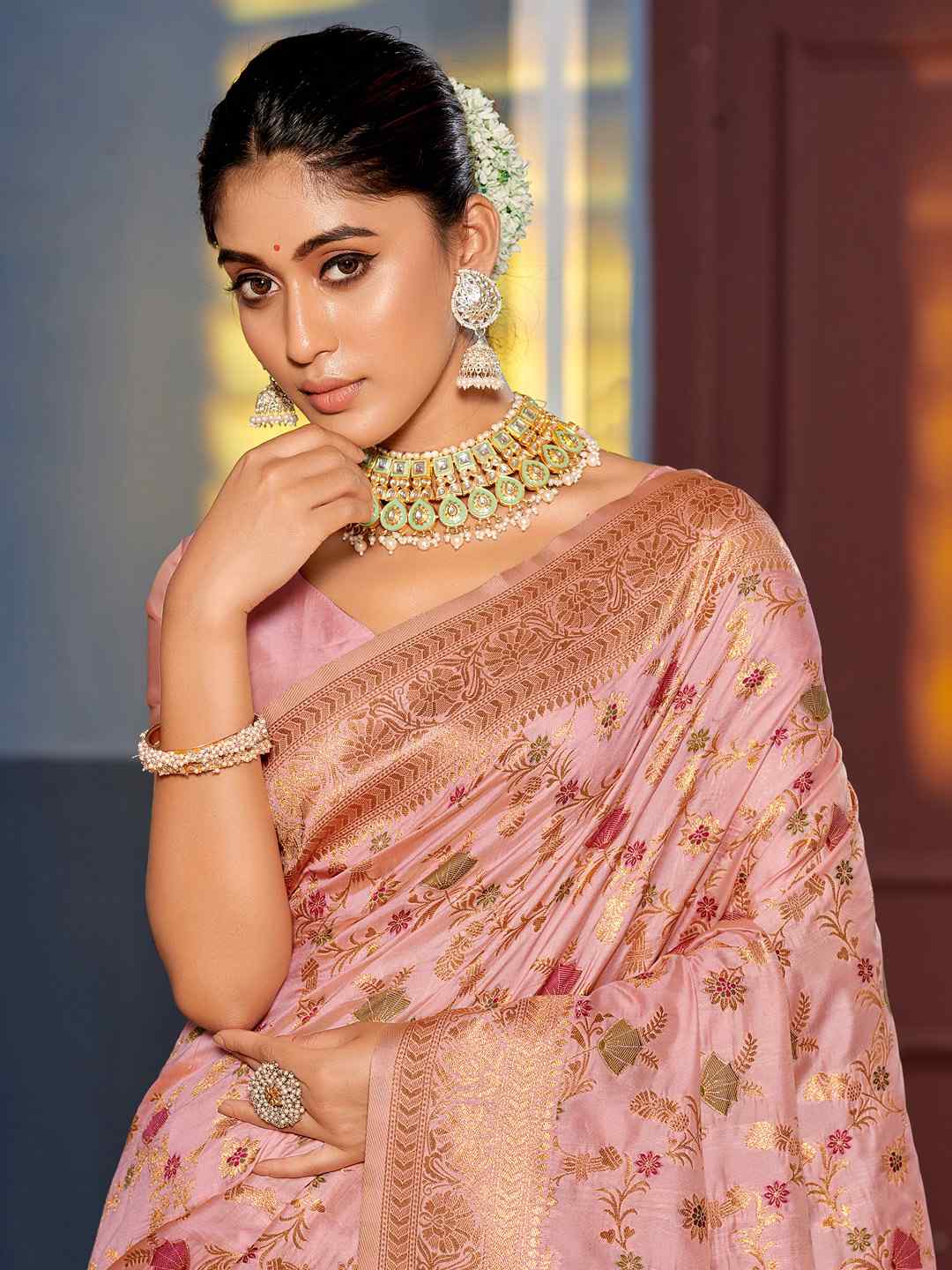 Mustard Yellow Banarasi Silk Saree with Golden Zari Work, Traditional Weave