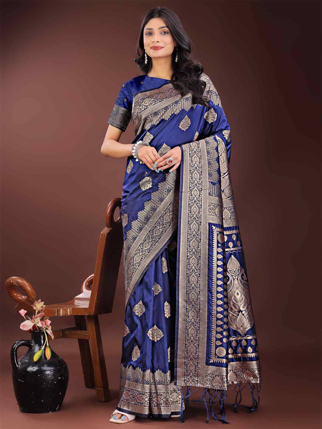 Regal Royal Blue Silk Saree
