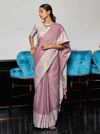 Enticing Weaving Work Rama Color Linen Cotton Saree