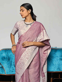 Enticing Weaving Work Rama Color Linen Cotton Saree