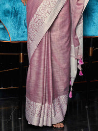 Enticing Weaving Work Rama Color Linen Cotton Saree