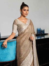 Enticing Weaving Work Rama Color Linen Cotton Saree