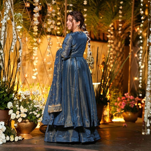 Azure Royale Cosmos Silk Kurta Palazzo Set with Dupatta