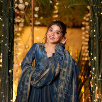 Azure Royale Cosmos Silk Kurta Palazzo Set with Dupatta