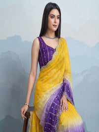 Embellished Embroidered Satin Heavy Work Saree.