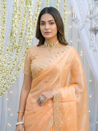 Mehendi Embroidered Sequinned Jimichu Satin Saree
