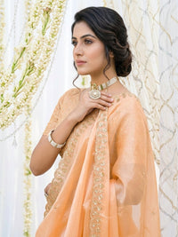 Mehendi Embroidered Sequinned Jimichu Satin Saree