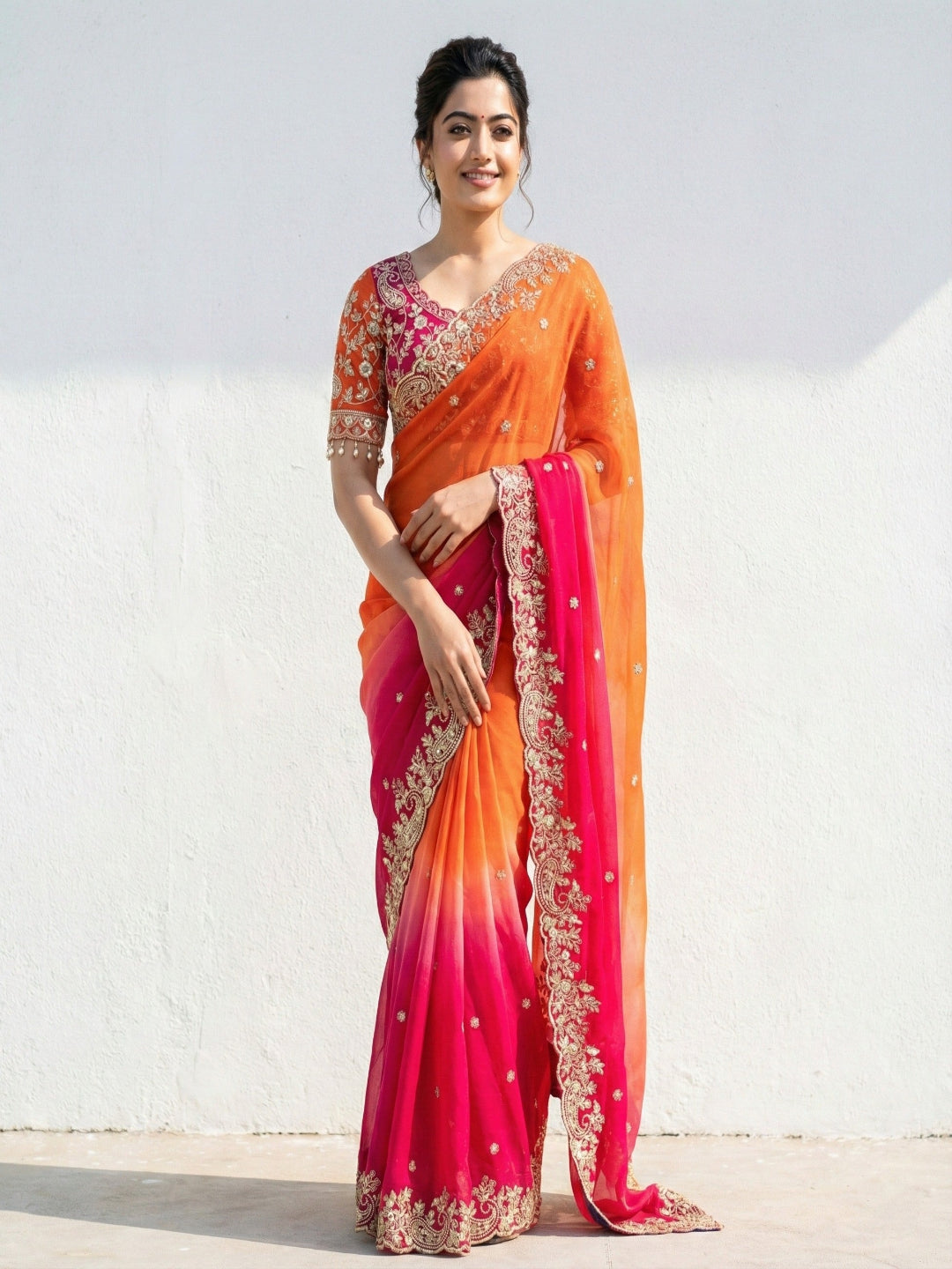 Tangerine Sunset Ombre Saree