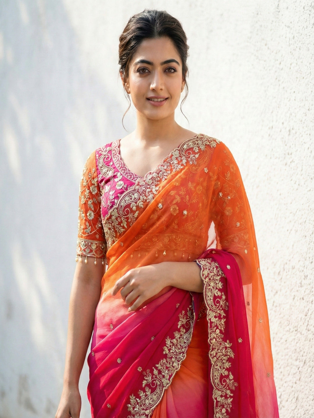 Tangerine Sunset Ombre Saree