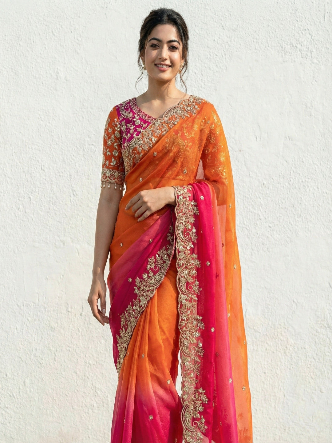 Tangerine Sunset Ombre Saree