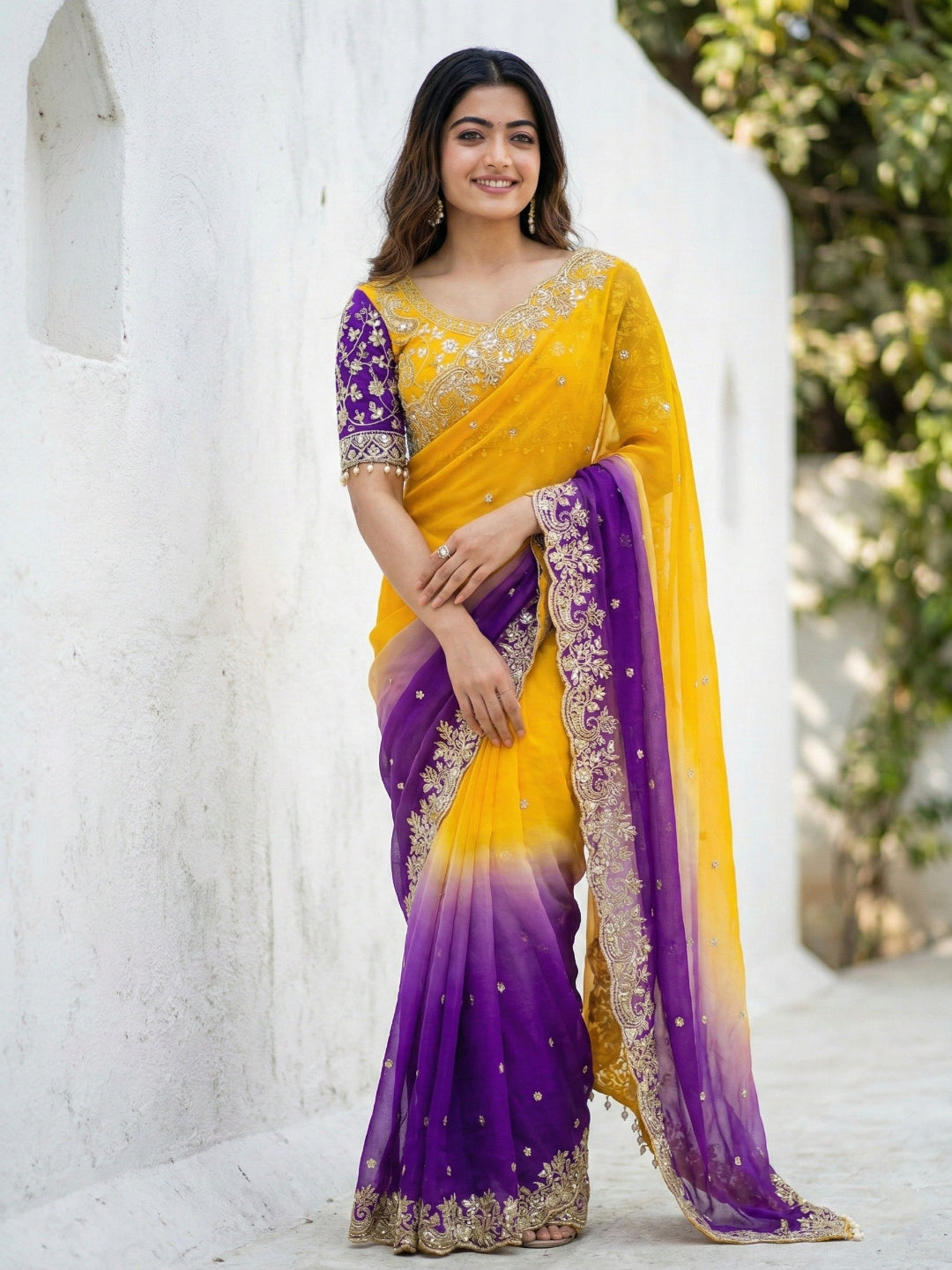 Tangerine Sunset Ombre Saree