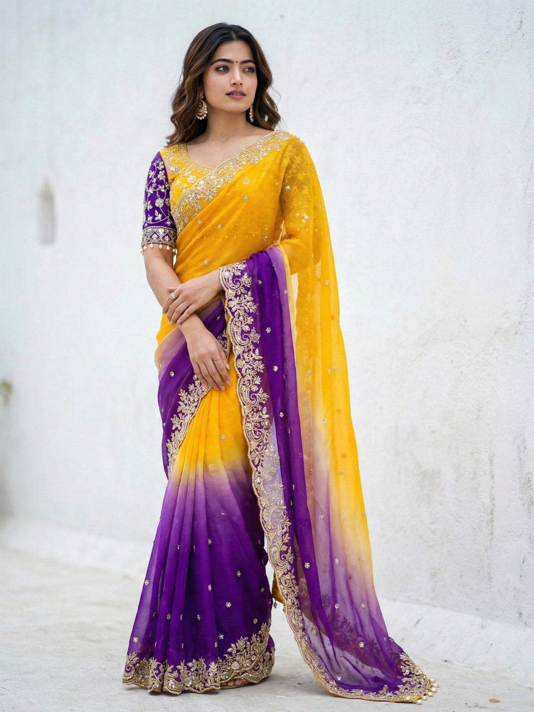 Tangerine Sunset Ombre Saree