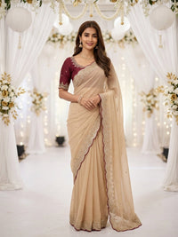 Elegant Multi-Sequence Embroidery Saree