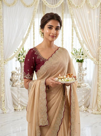 Elegant Multi-Sequence Embroidery Saree