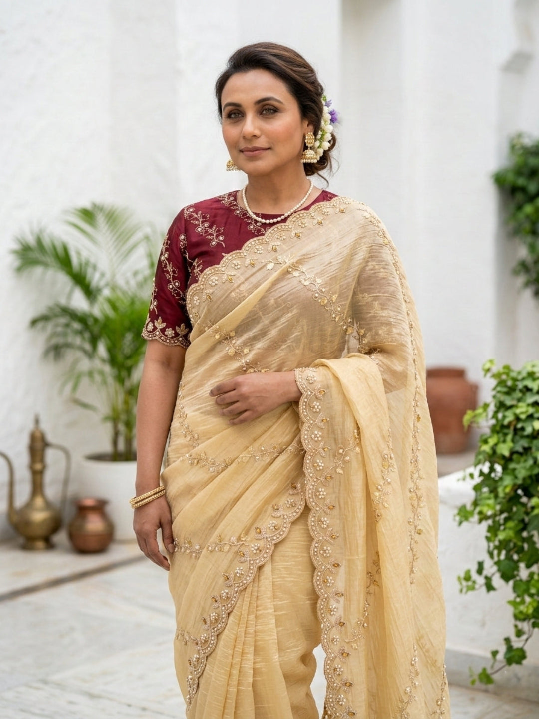 Luxury Pastel Olive Net Saree