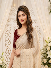 Shimmering Sequins Georgette Party Wear Saree