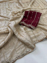 Shimmering Sequins Georgette Party Wear Saree