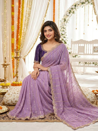 Shimmering Sequins Georgette Party Wear Saree