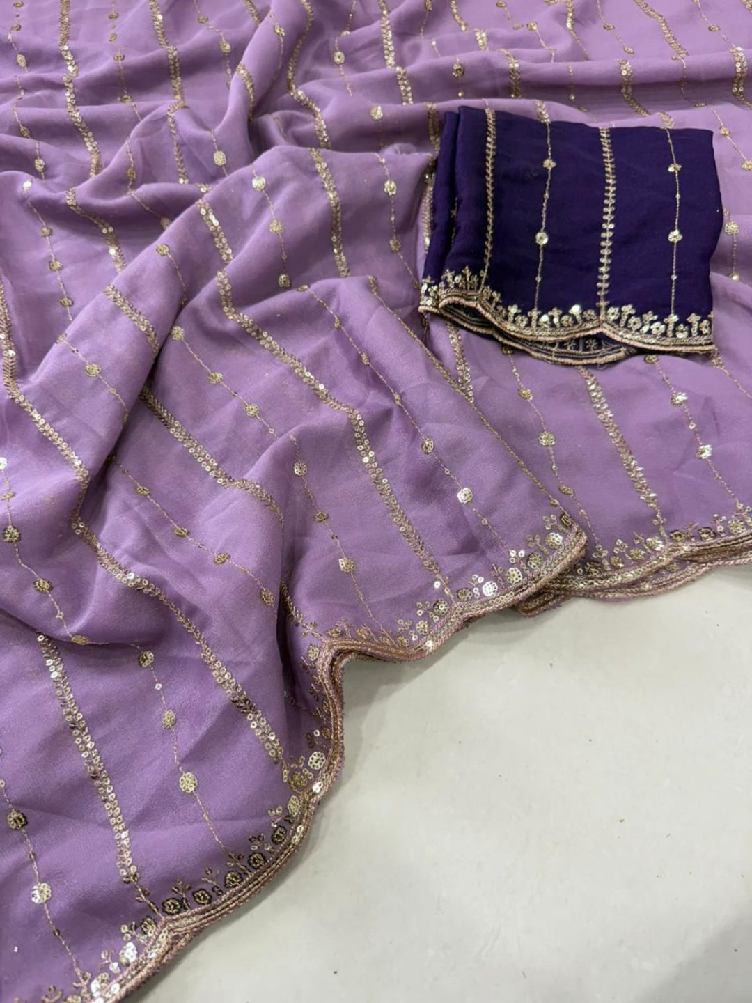 Shimmering Sequins Georgette Party Wear Saree