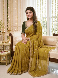 Shimmering Sequins Georgette Party Wear Saree