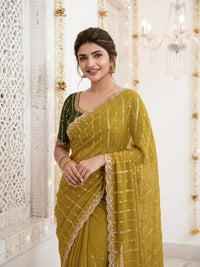 Shimmering Sequins Georgette Party Wear Saree