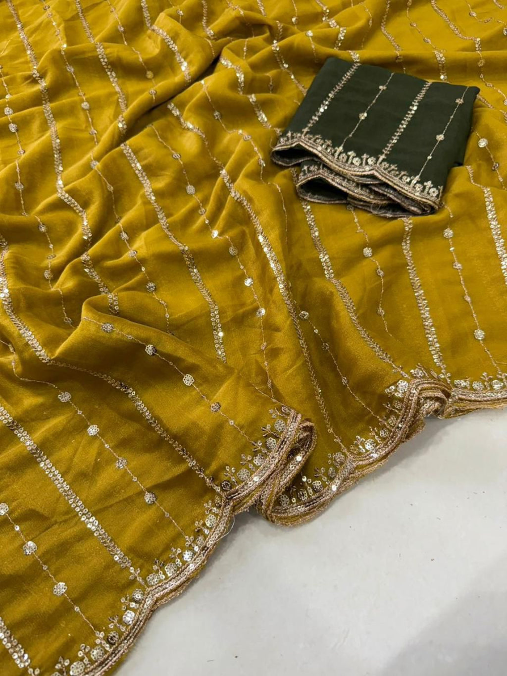 Shimmering Sequins Georgette Party Wear Saree