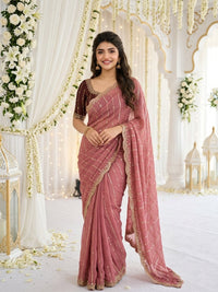 Shimmering Sequins Georgette Party Wear Saree
