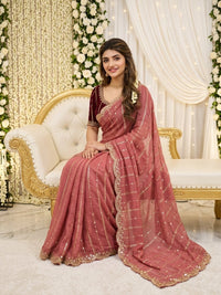 Shimmering Sequins Georgette Party Wear Saree