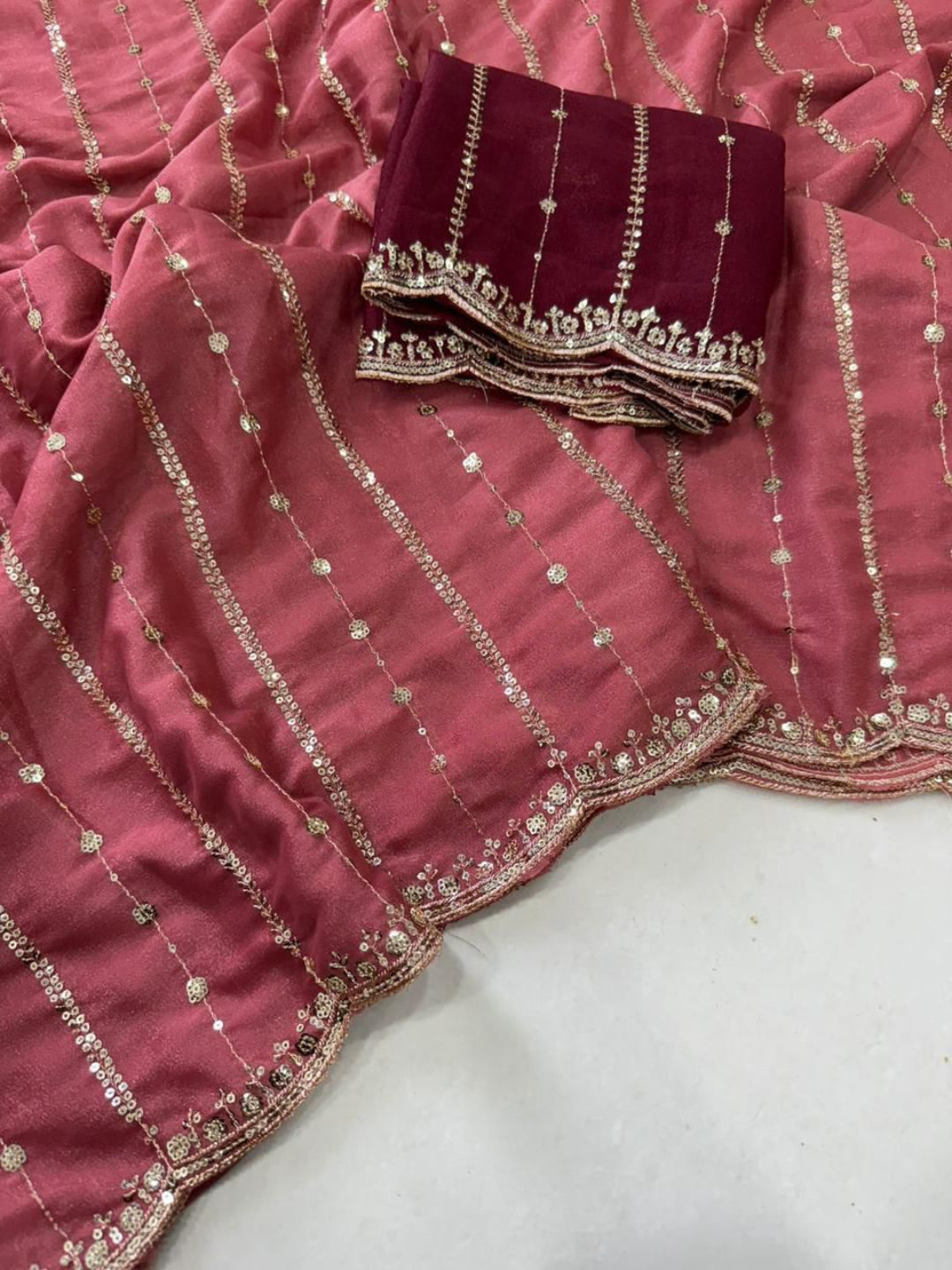 Shimmering Sequins Georgette Party Wear Saree