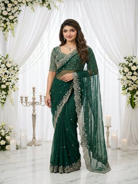 Purple Organza Crush Saree with Heavy Sequin Embroidery