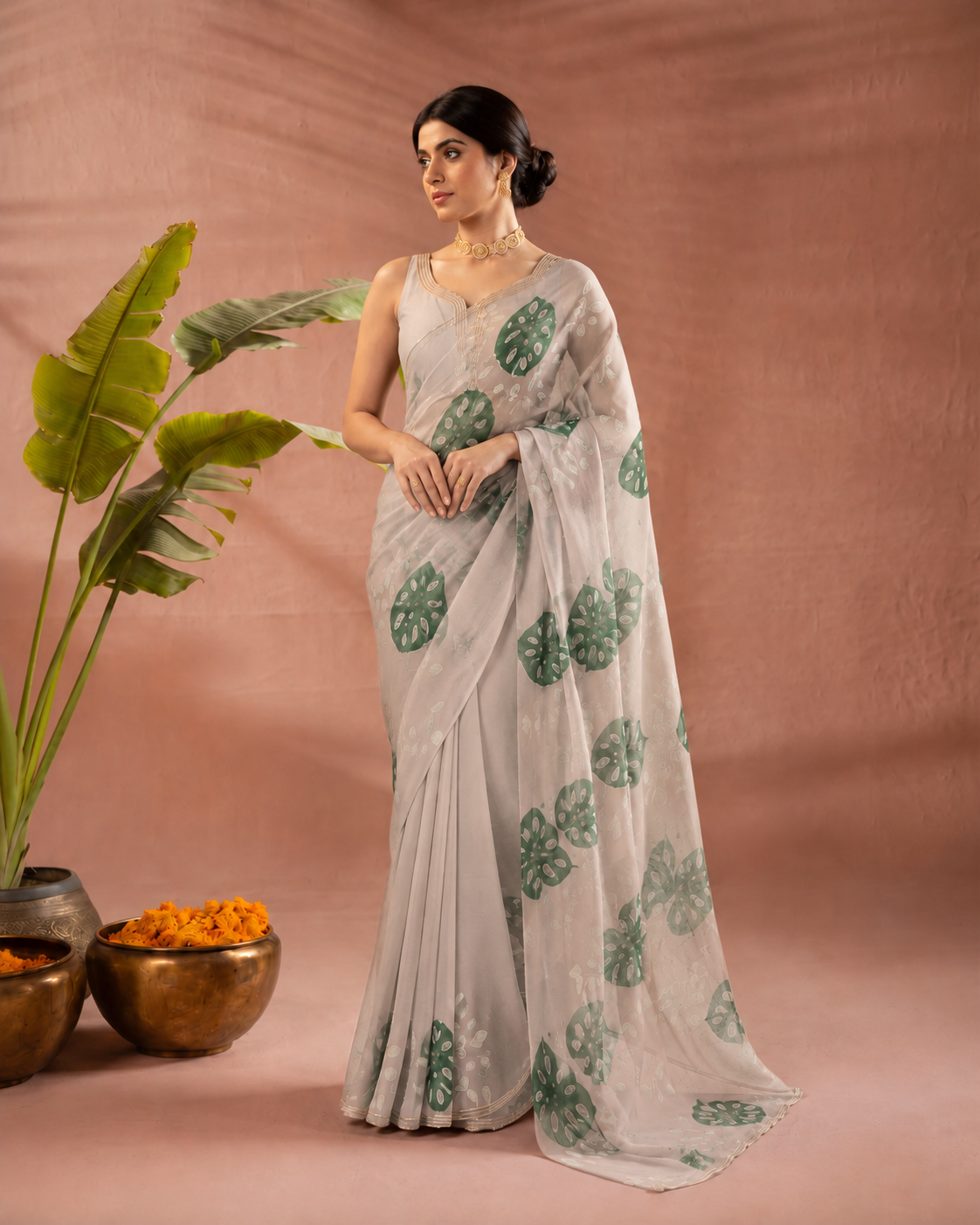 Gul Dasta Tebby Silk Saree With Premium Handwork Blouse