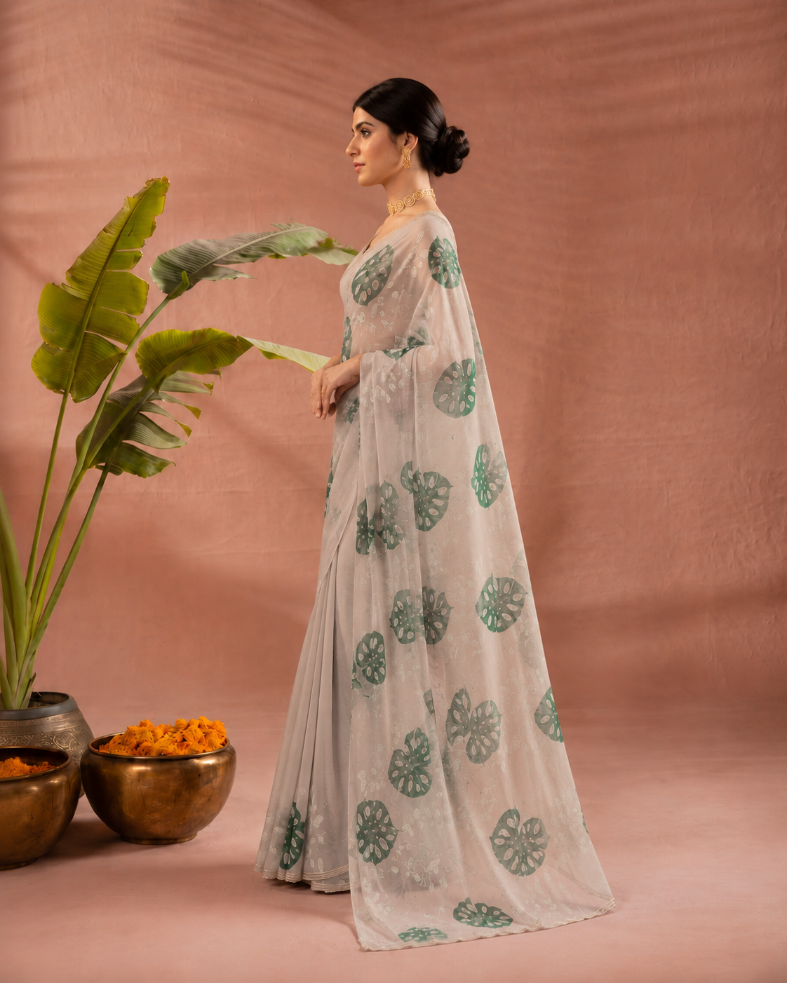 Gul Dasta Tebby Silk Saree With Premium Handwork Blouse