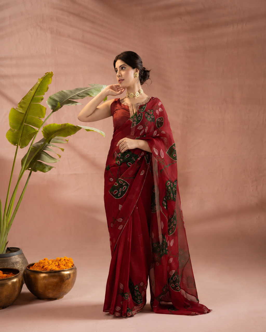 Gul Dasta Tebby Silk Saree With Premium Handwork Blouse