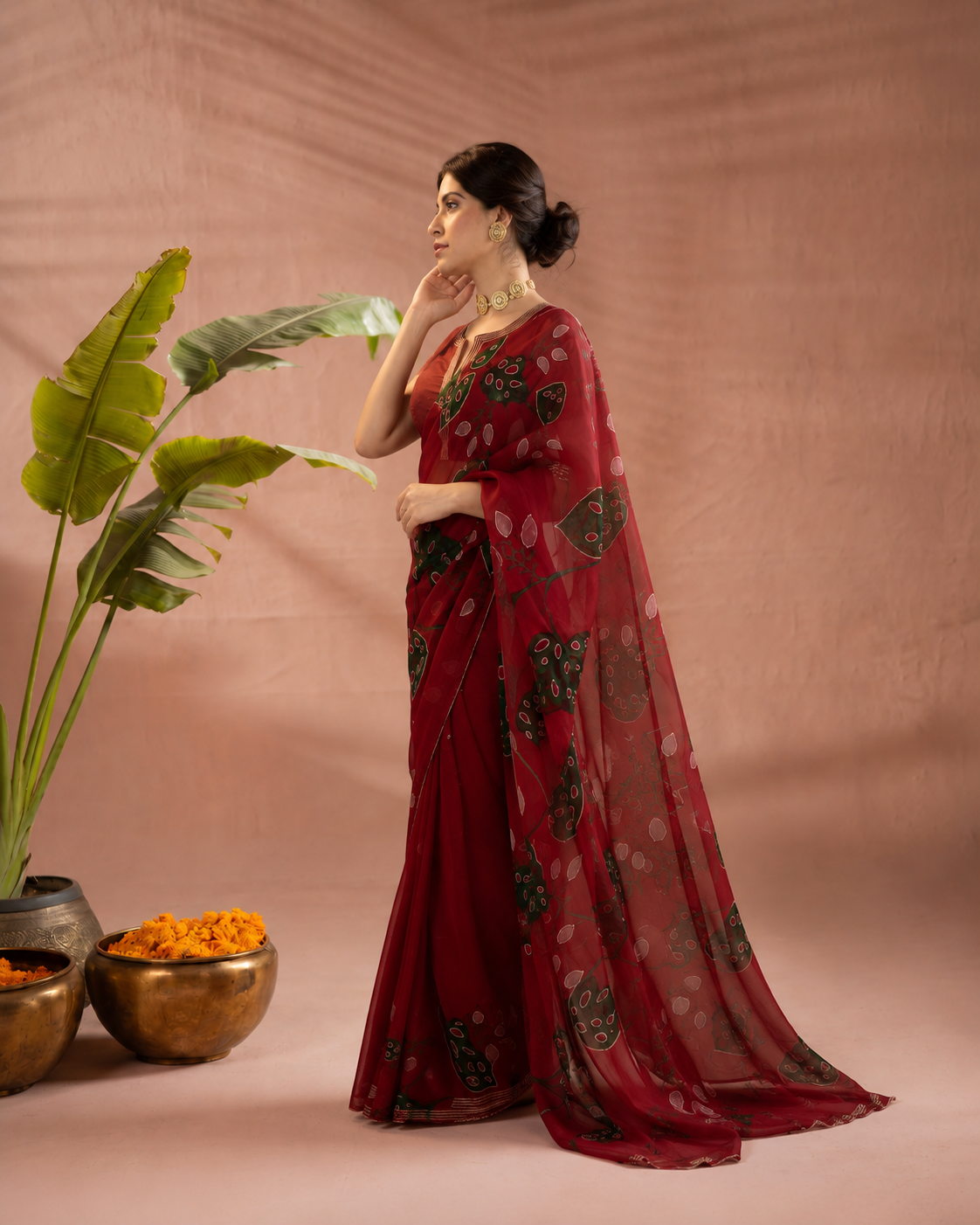 Gul Dasta Tebby Silk Saree With Premium Handwork Blouse