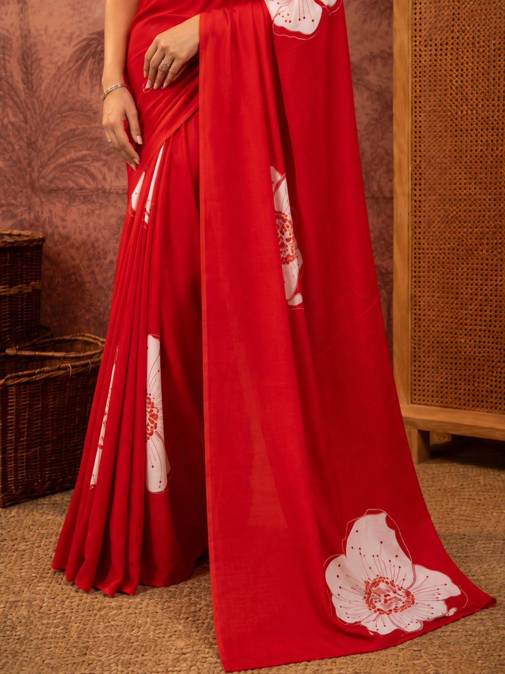 Traditional Ethnic Design Brown Printed Saree