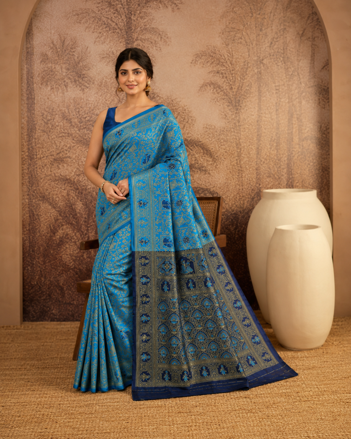 Graceful Pastel Green Banarasi Silk Saree with Rich Zari Border