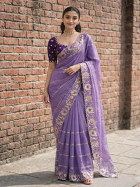 Elegant Mustard Yellow Embroidered Saree with Floral Designer Border – Festive & Party Wear