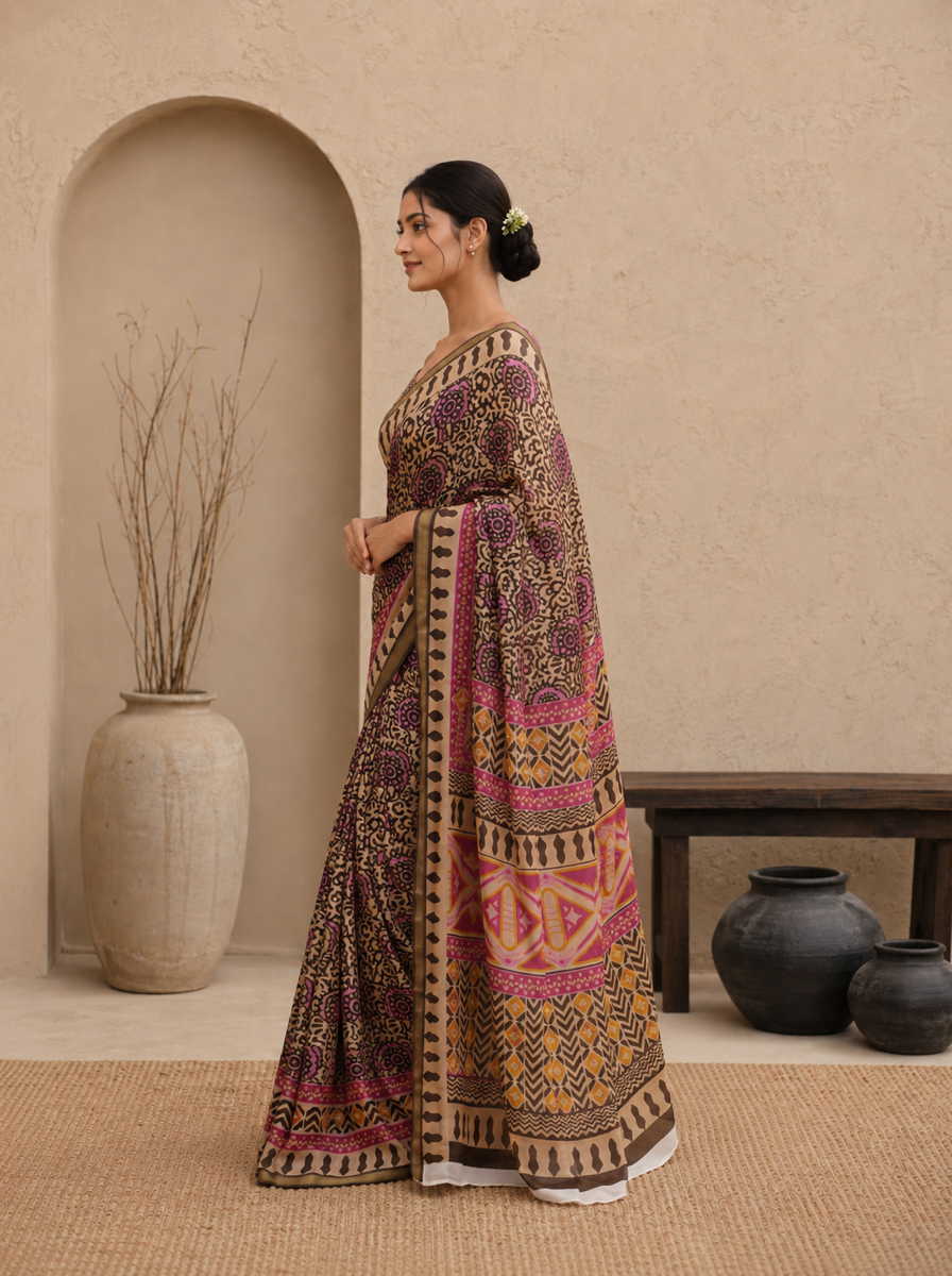 Black Pure Cotton Batik Print Saree - ChatGPT Image May 23, 2026, 09 59 02 PM