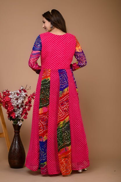 Pink Georgette Kali Gown