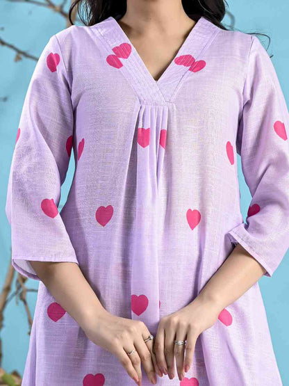 Lavender Co-ord set with Pink Heart