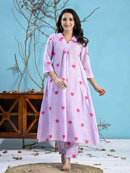 Lavender Co-ord set with Pink Heart
