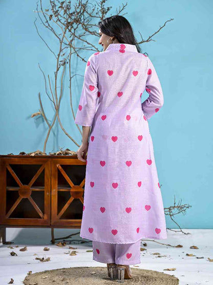 Lavender Co-ord set with Pink Heart