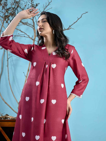 Maroon Heart Co-ord Set