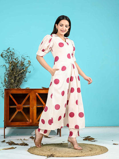 Maroon Polka Dot Co-ord set