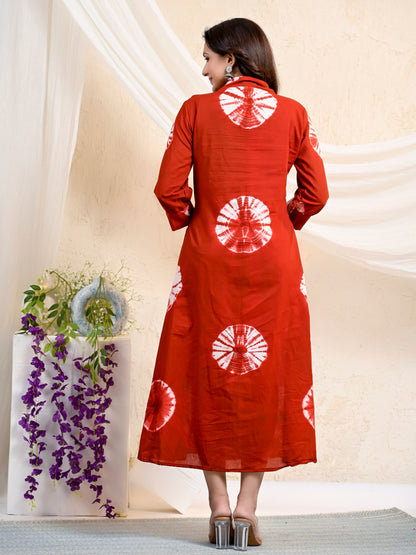 Maroon Batik Print Dress