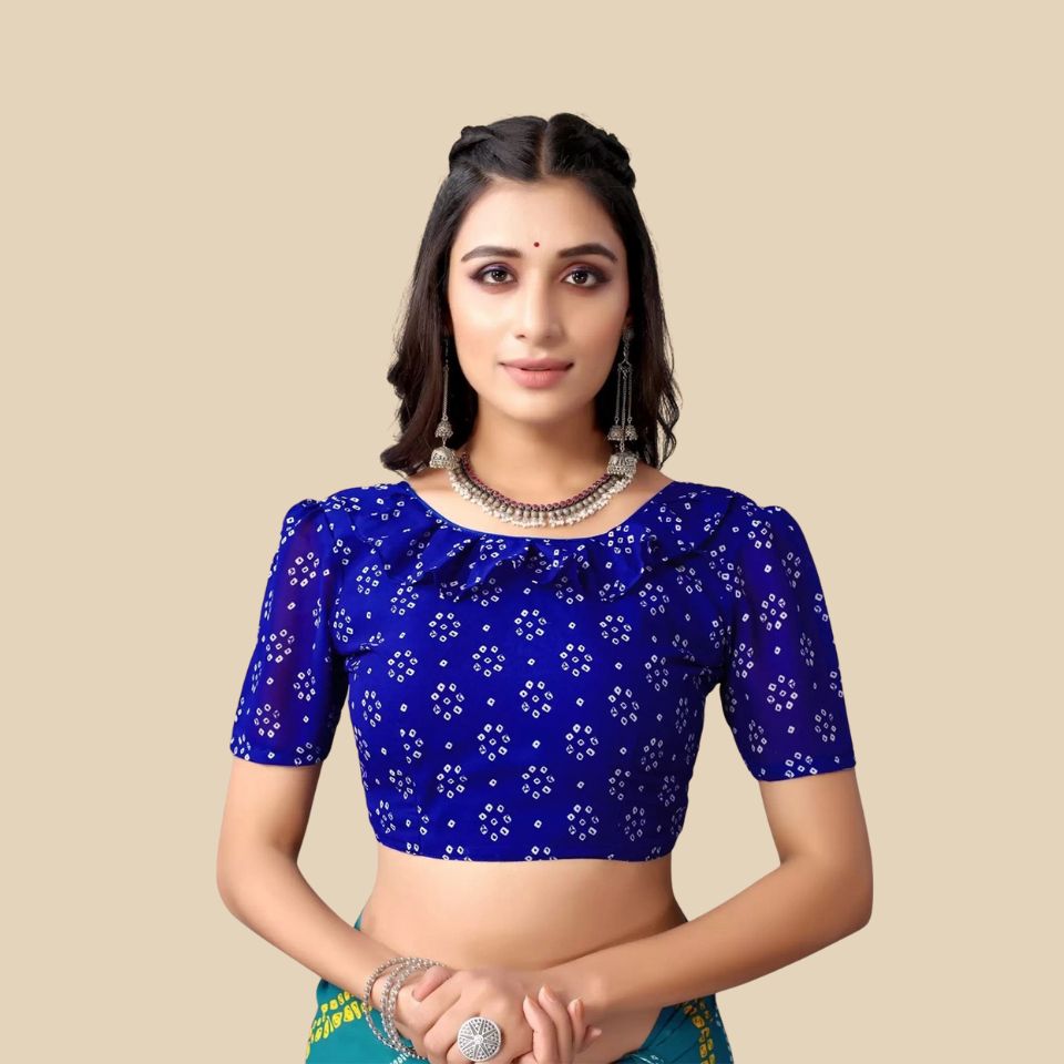 Azure Mist Blue Georgette Printed Saree