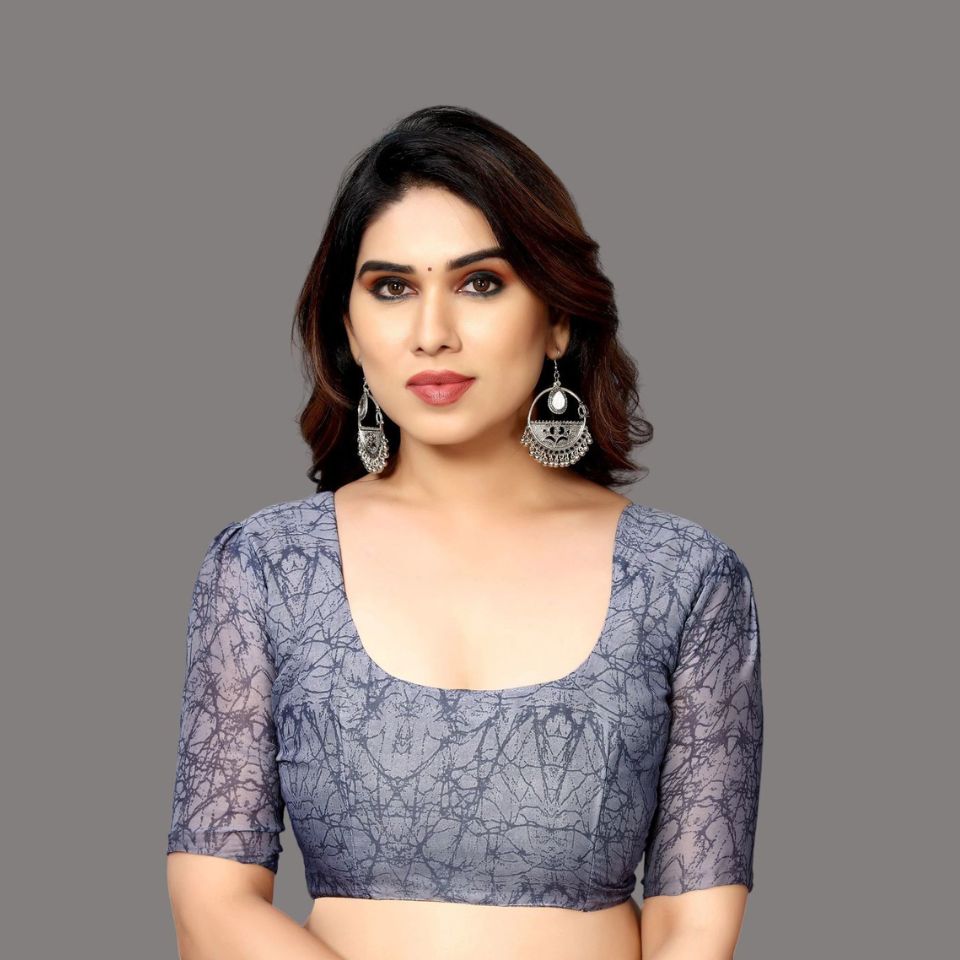 Trio Elegance White-Grey-Beige Floral Georgette Saree