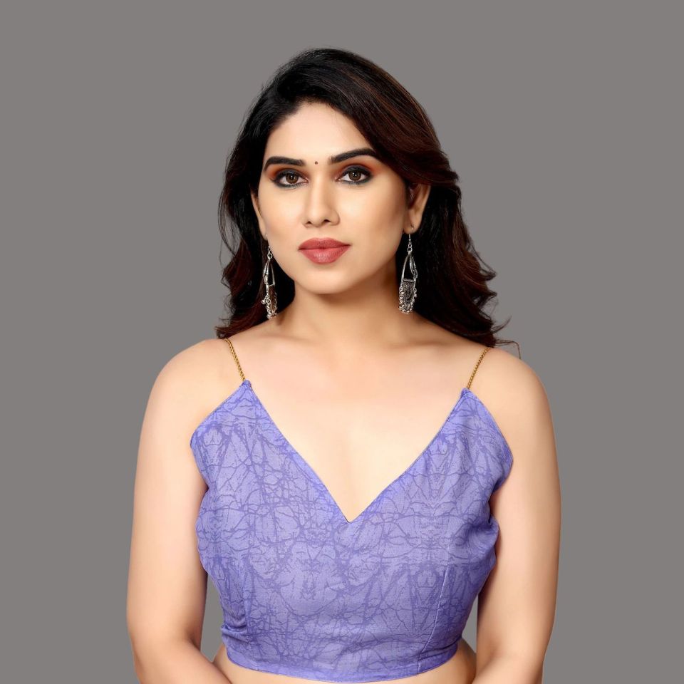 Lavender Whisper Light Violet Georgette Floral Saree